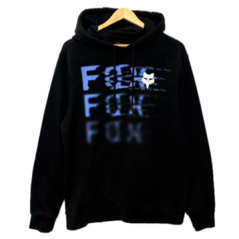 Fox Racing Emotion Fleece Pullover Hoodie Size M Black & Blue Car Motor Sports